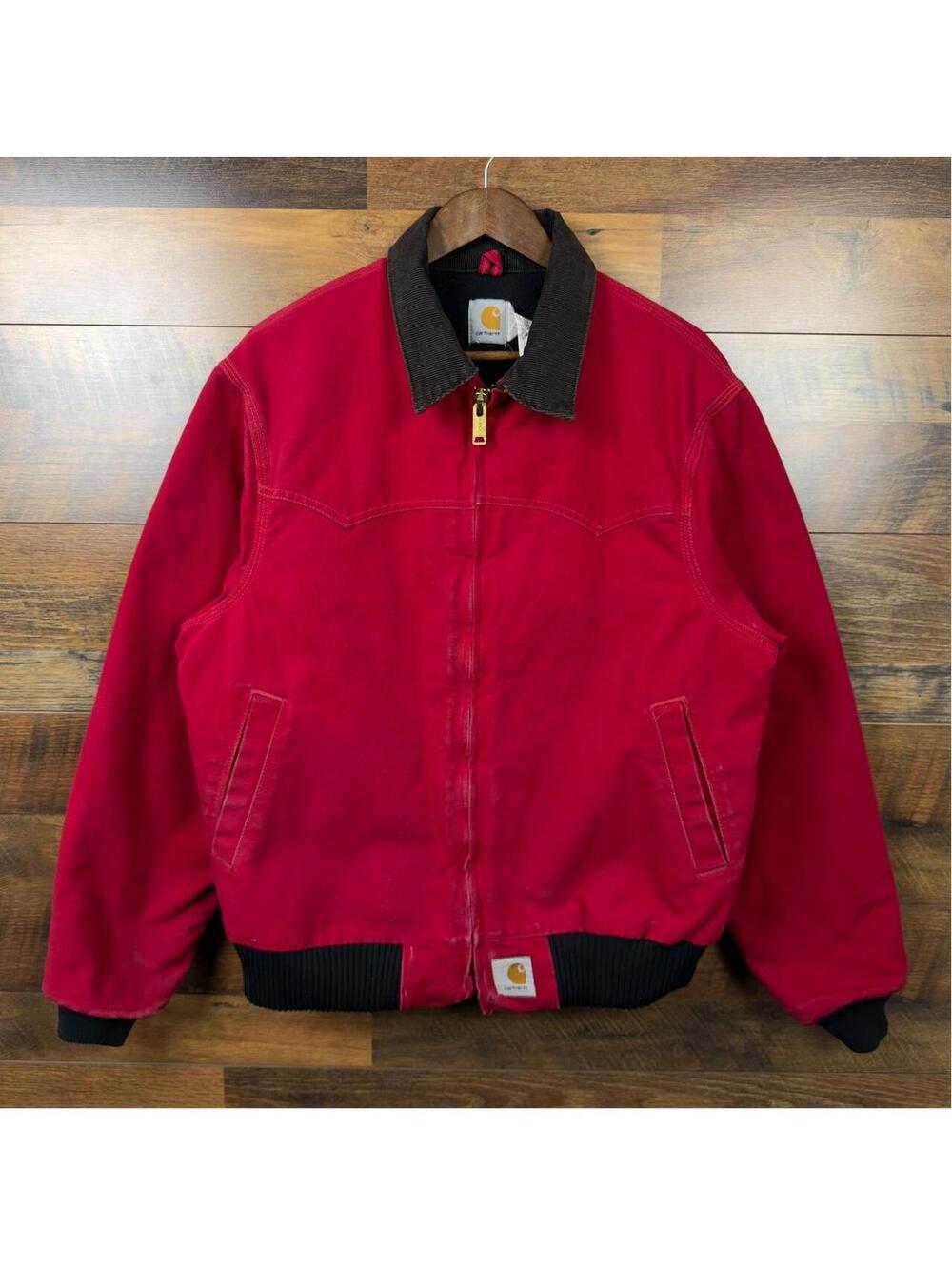 Vintage Carhartt J13 RED Santa Fe Jacket JQ2100 Red Black Large